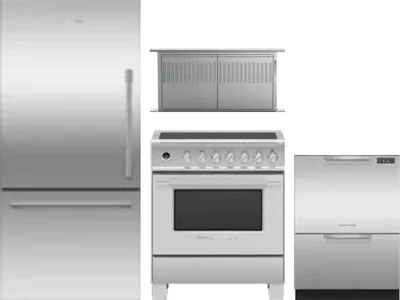 4 Piece Package Includes Refrigerator, Range, Hood And Dishwasher